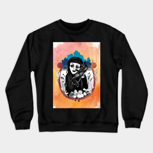 girl with rabbit Crewneck Sweatshirt